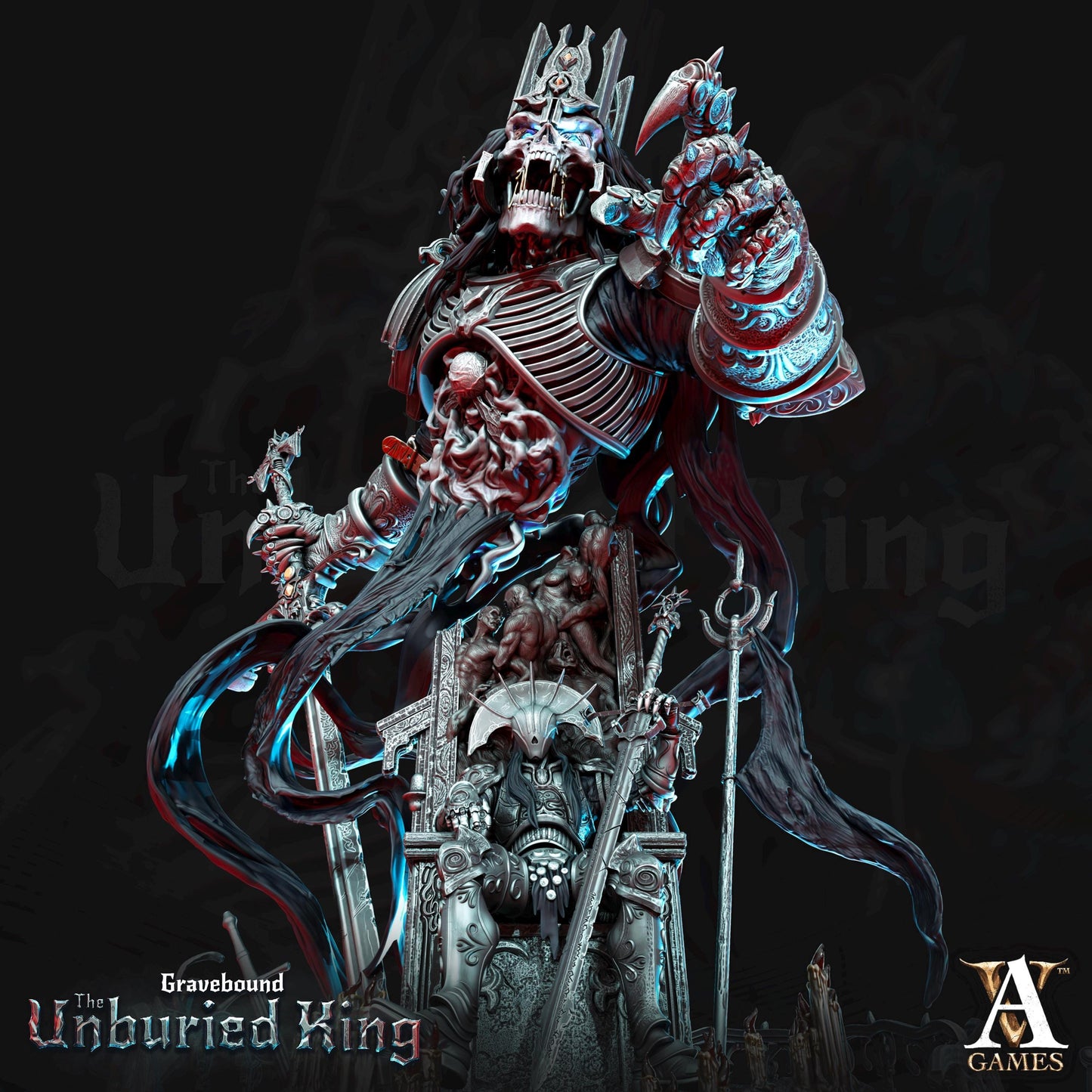 Atrum Rex | Undead Lich Sovereign Miniature | Archvillain games | The Unburied King | Resin | Fantasy | DnD | RPG | TTRPG | Tabletop