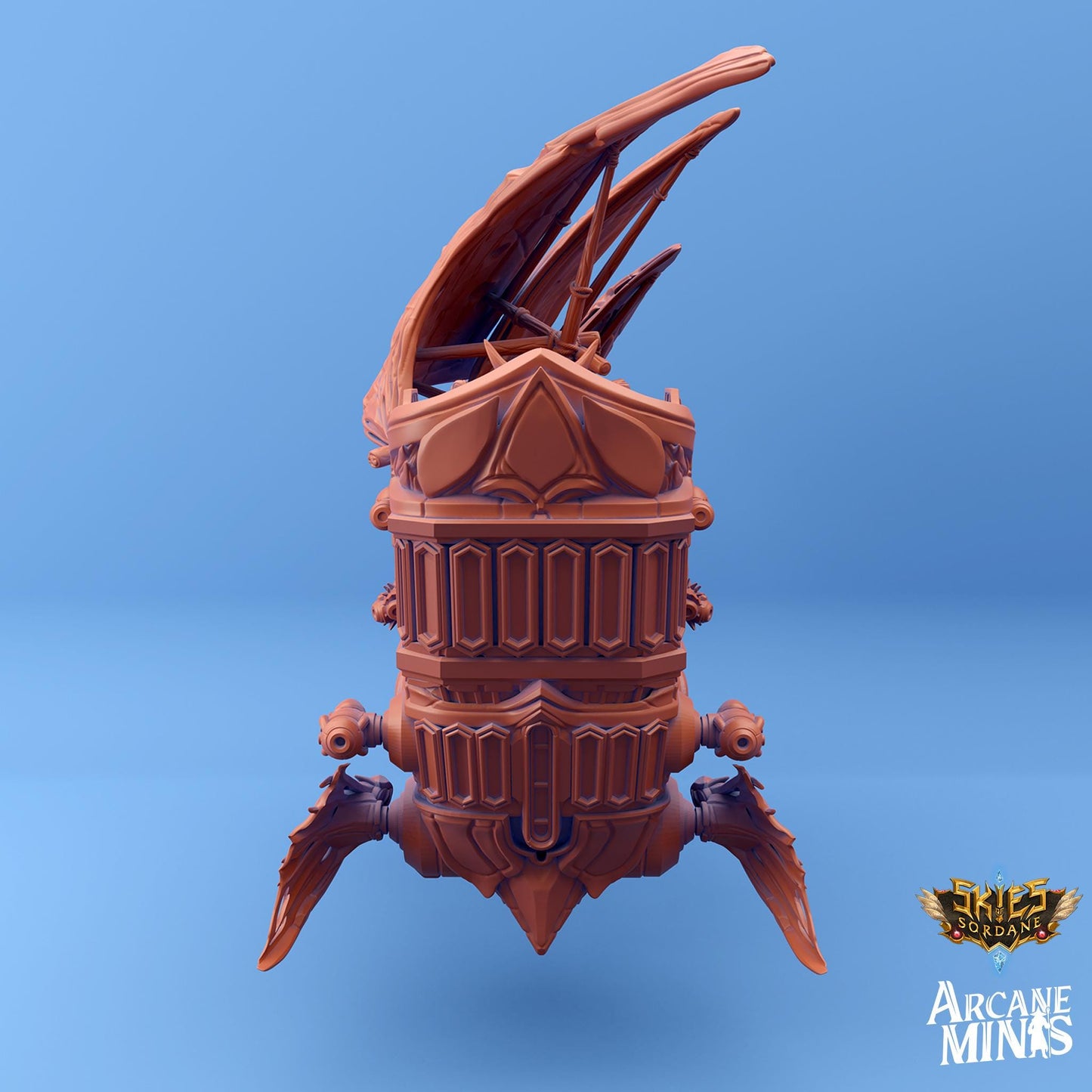a 3d model of a tower with a bird on top