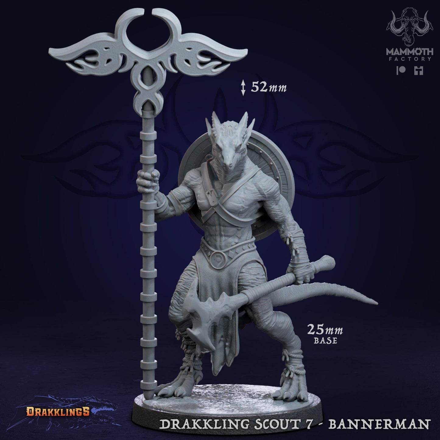 a white statue of a demon holding a staff