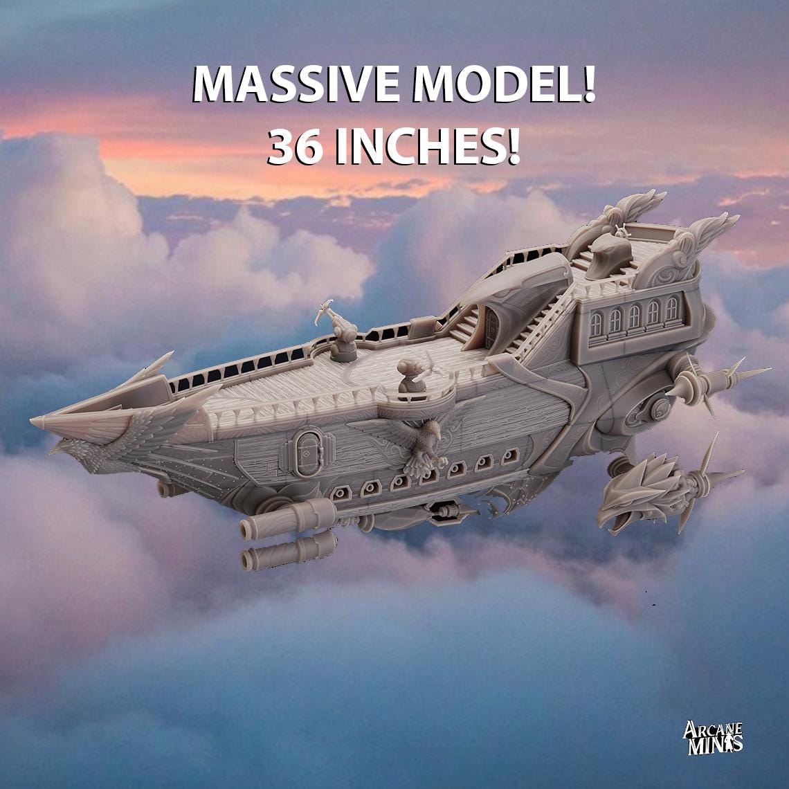 Zephyr Assault Class Frigate | Massive Airship w/ Playable Interior and Exterior | DnD | Terrain | TTRPG | Fantasy | Tabletop | Spelljammer