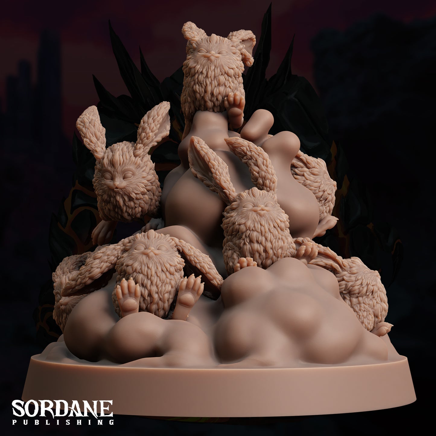 a sculpture of a group of bears surrounded by smaller bears