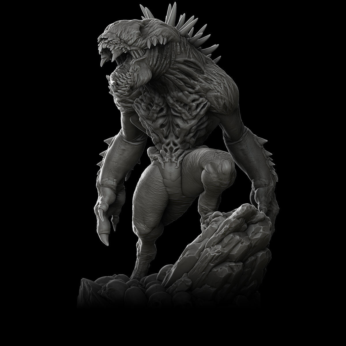 a black and white photo of a creature on a black background