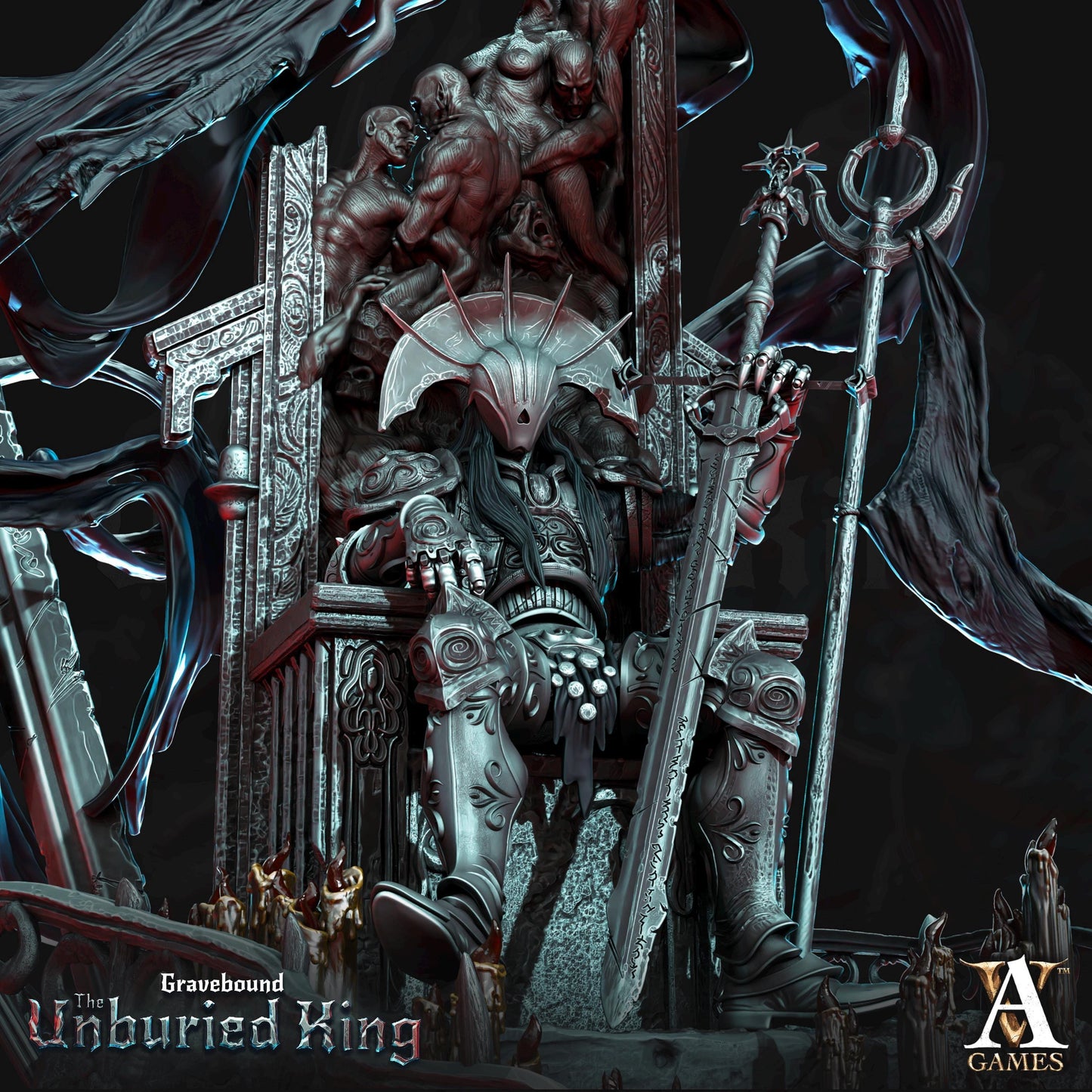 Atrum Rex | Undead Lich Sovereign Miniature | Archvillain games | The Unburied King | Resin | Fantasy | DnD | RPG | TTRPG | Tabletop