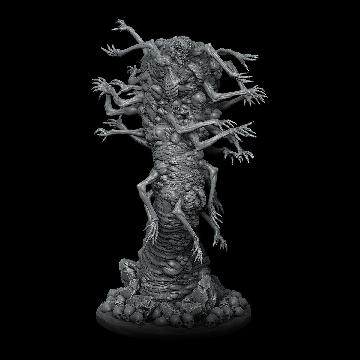 a statue of a creature on a black background
