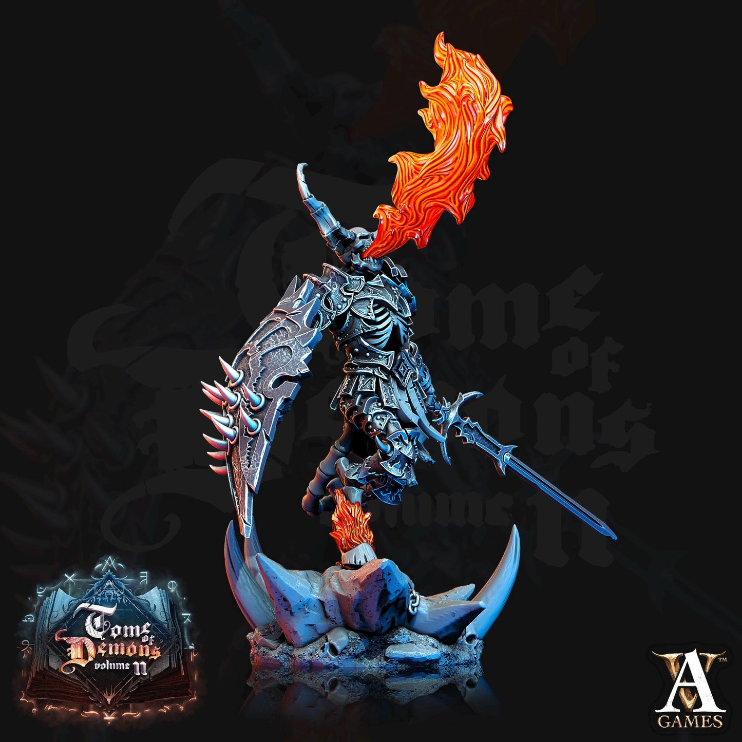 a statue of a demon holding a sword
