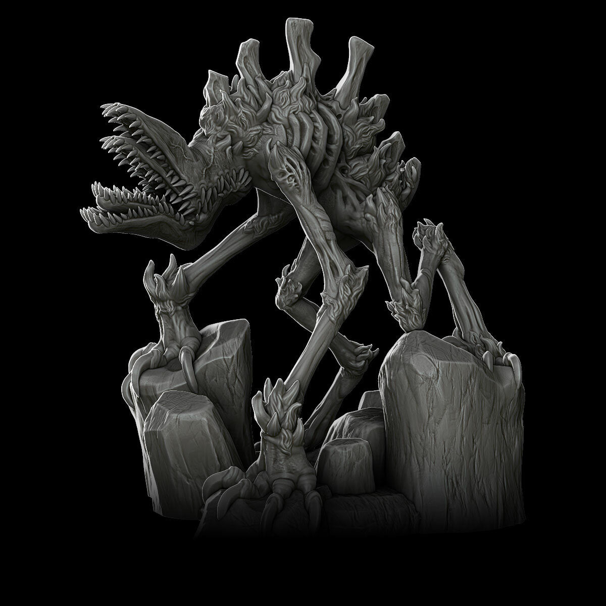 a black and white photo of a dinosaur statue