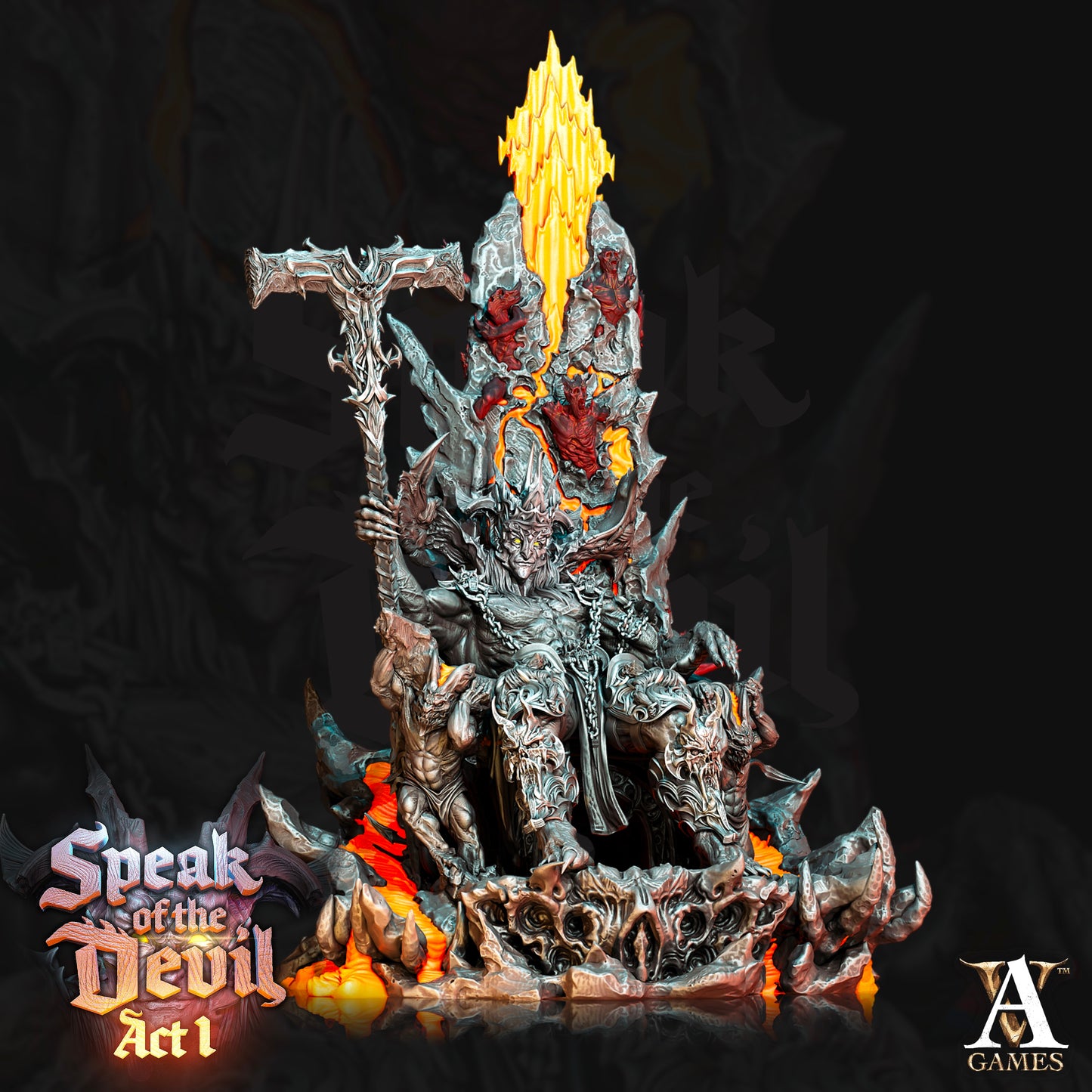 a statue of a demon sitting on top of a table