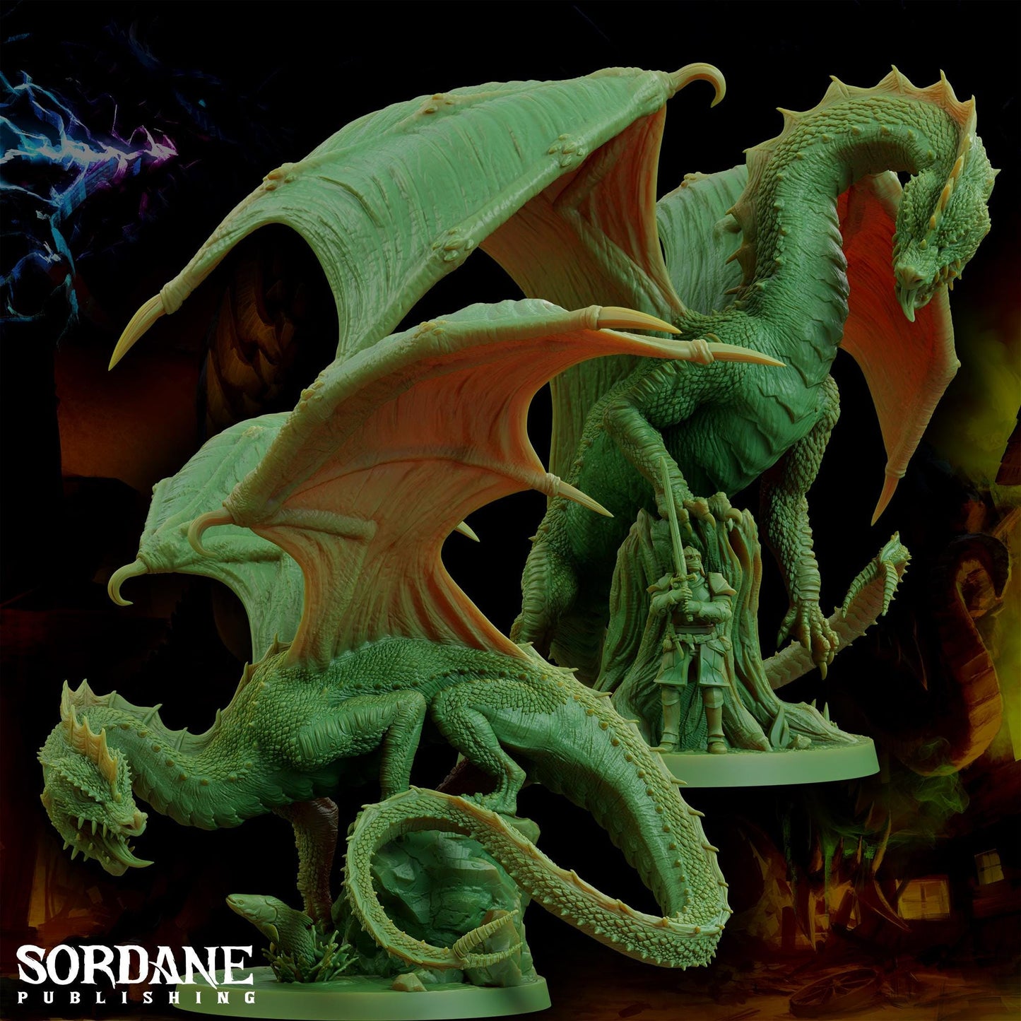 a close up of a statue of a green dragon