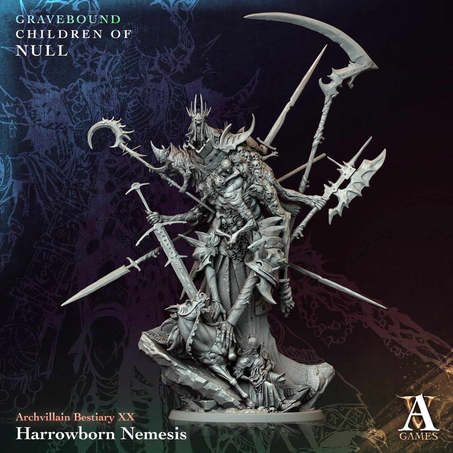 a statue of a man holding two swords