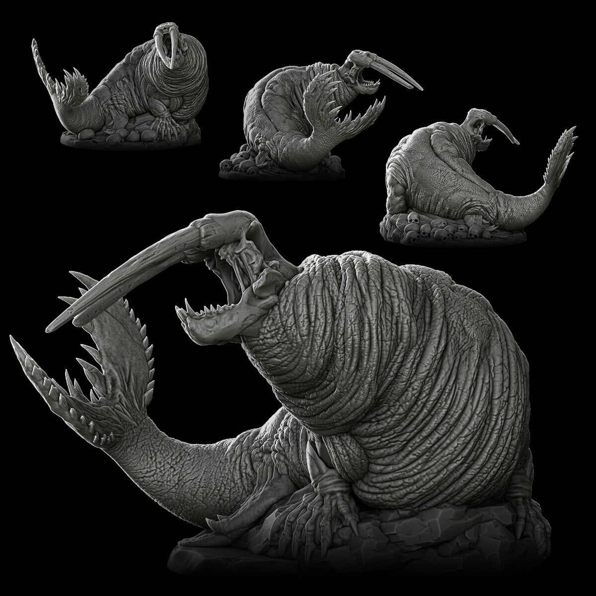 a black and white photo of a dinosaur statue