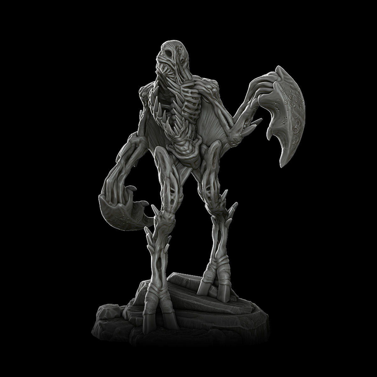a skeleton figurine is shown on a black background