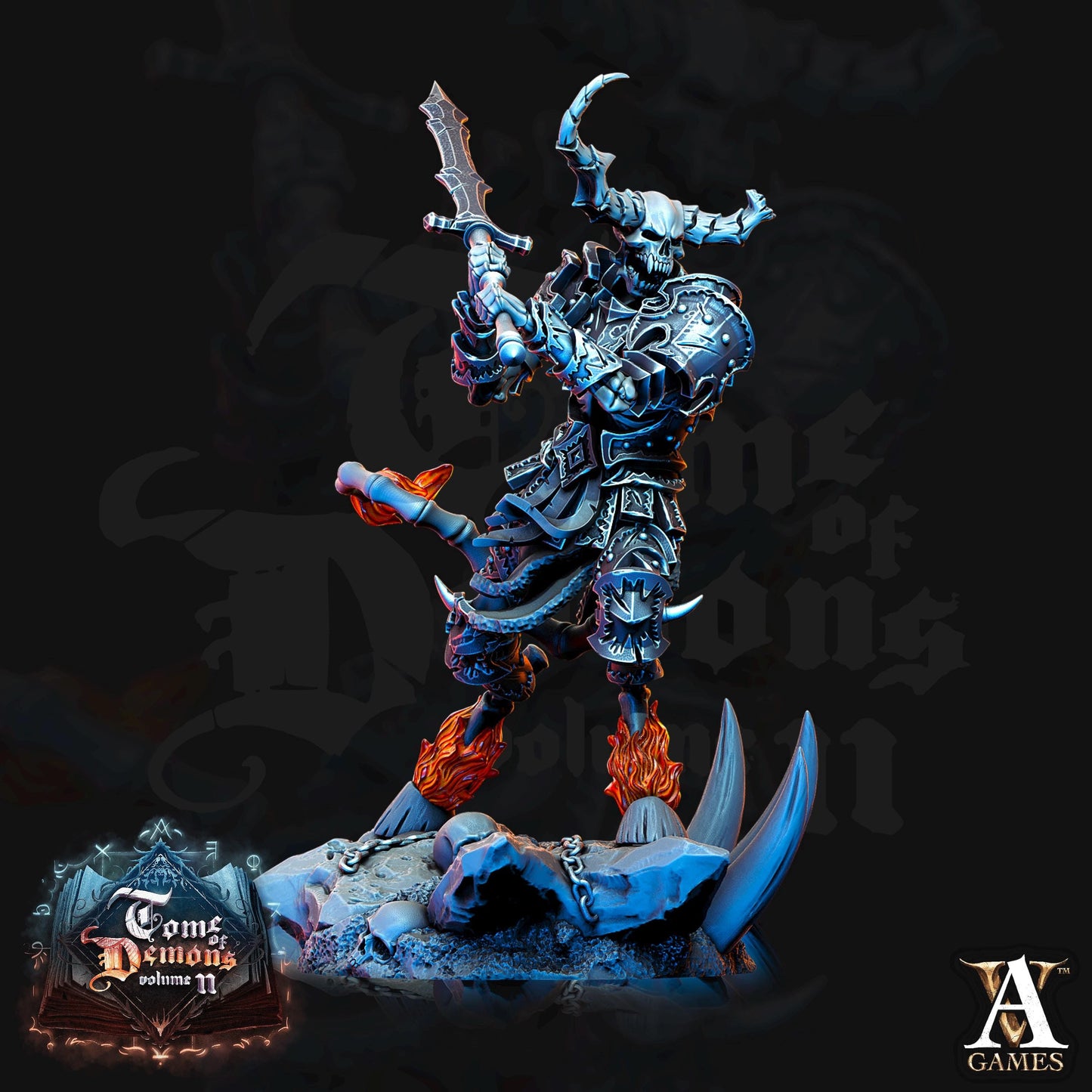 a statue of a demon holding a sword
