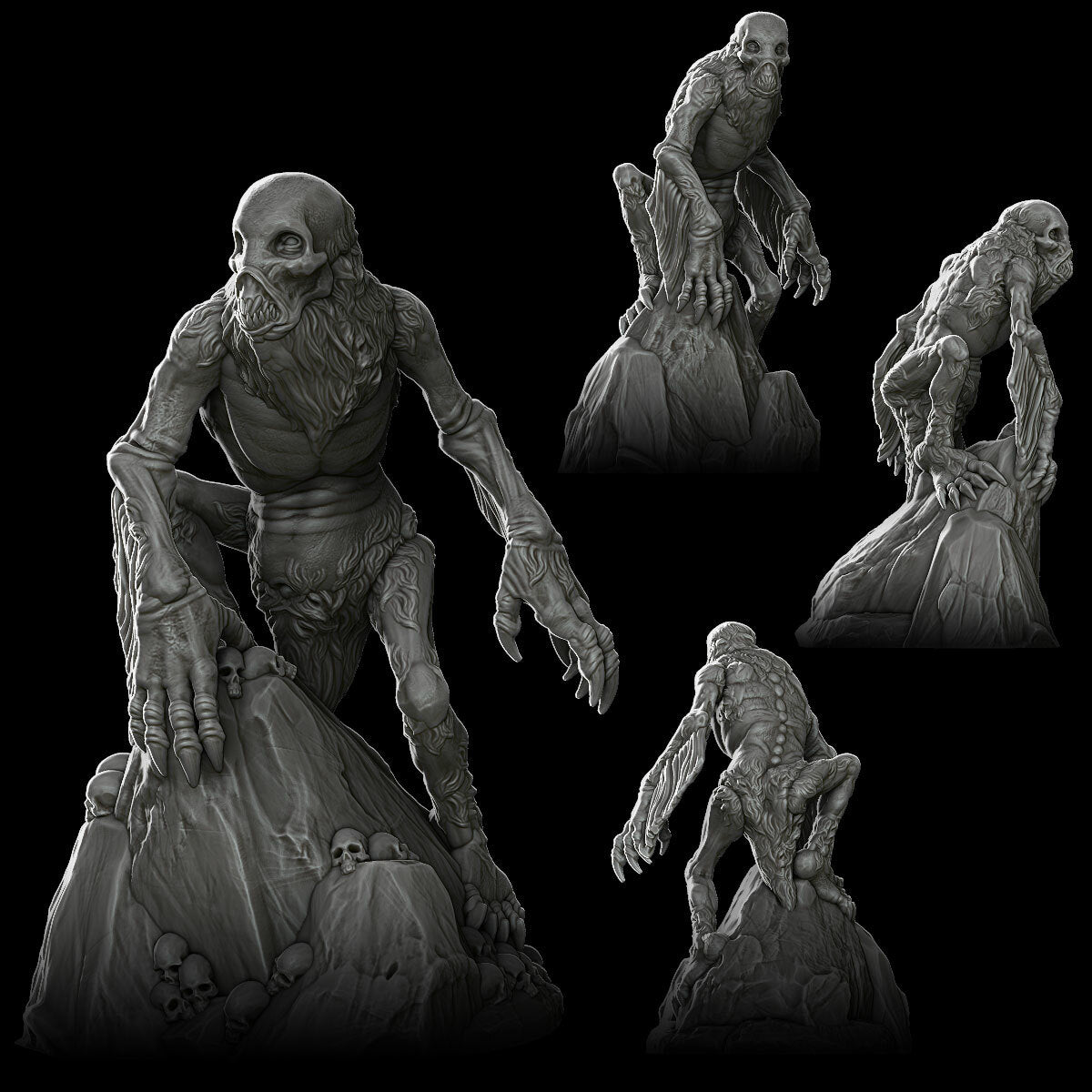 a set of three images of a zombie