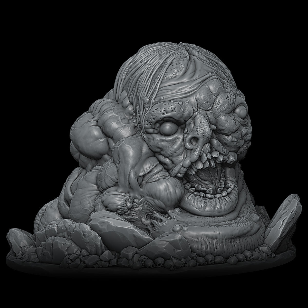 a statue of a creature with a human face