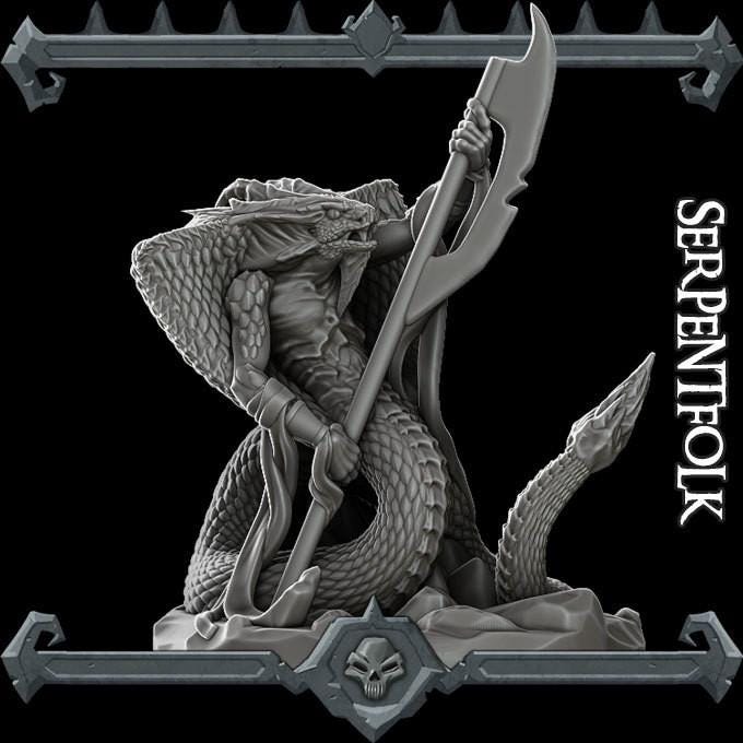 Serpent Folk | Lizard Miniature | Rocket Pig Games | Resin | Fantasy | DnD | RPG | TTRPG | Tabletop