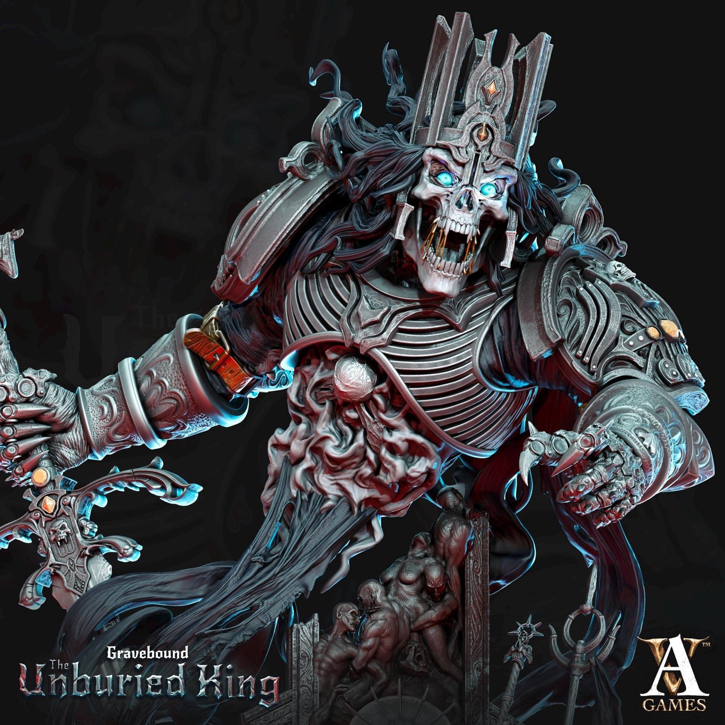 Atrum Rex | Undead Lich Sovereign Miniature | Archvillain games | The Unburied King | Resin | Fantasy | DnD | RPG | TTRPG | Tabletop