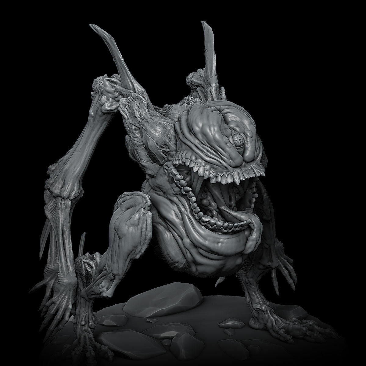 an alien creature with sharp teeth and sharp teeth
