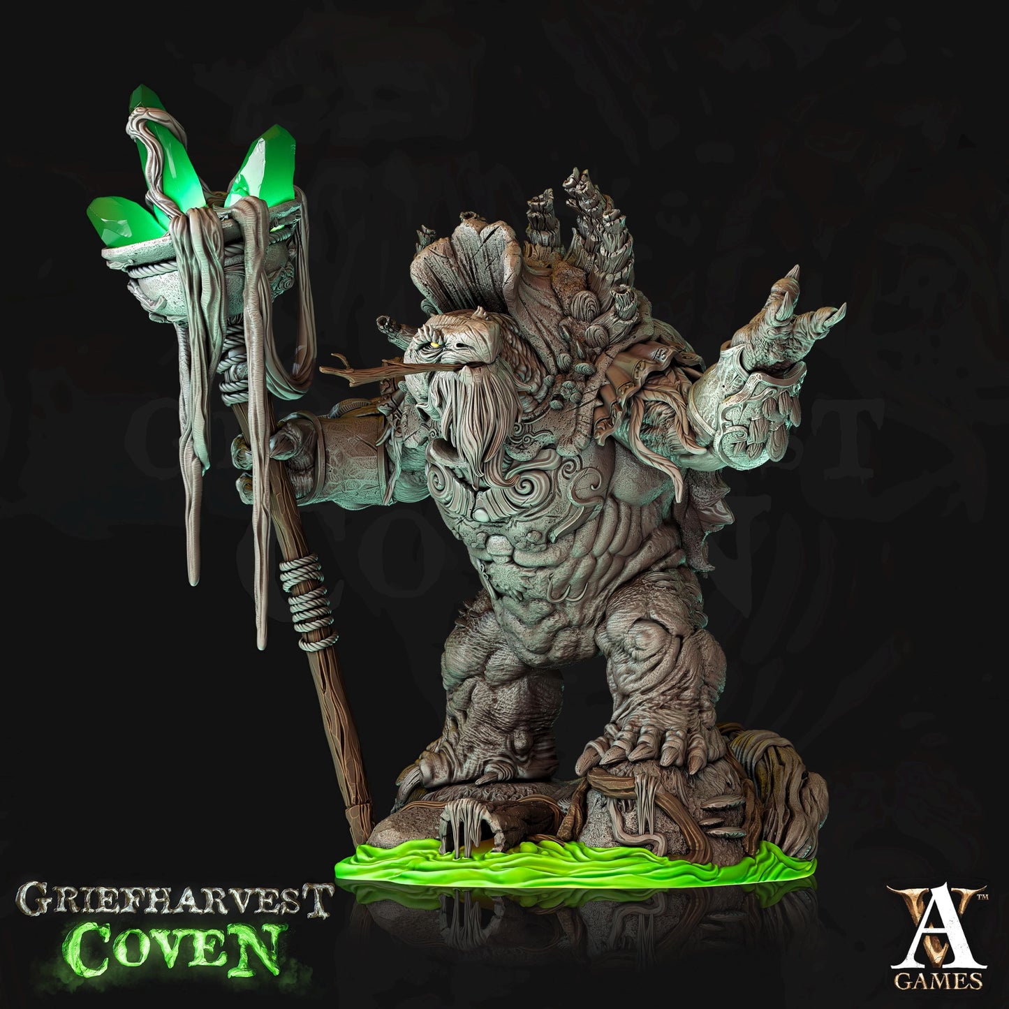 a statue of a creature with a staff