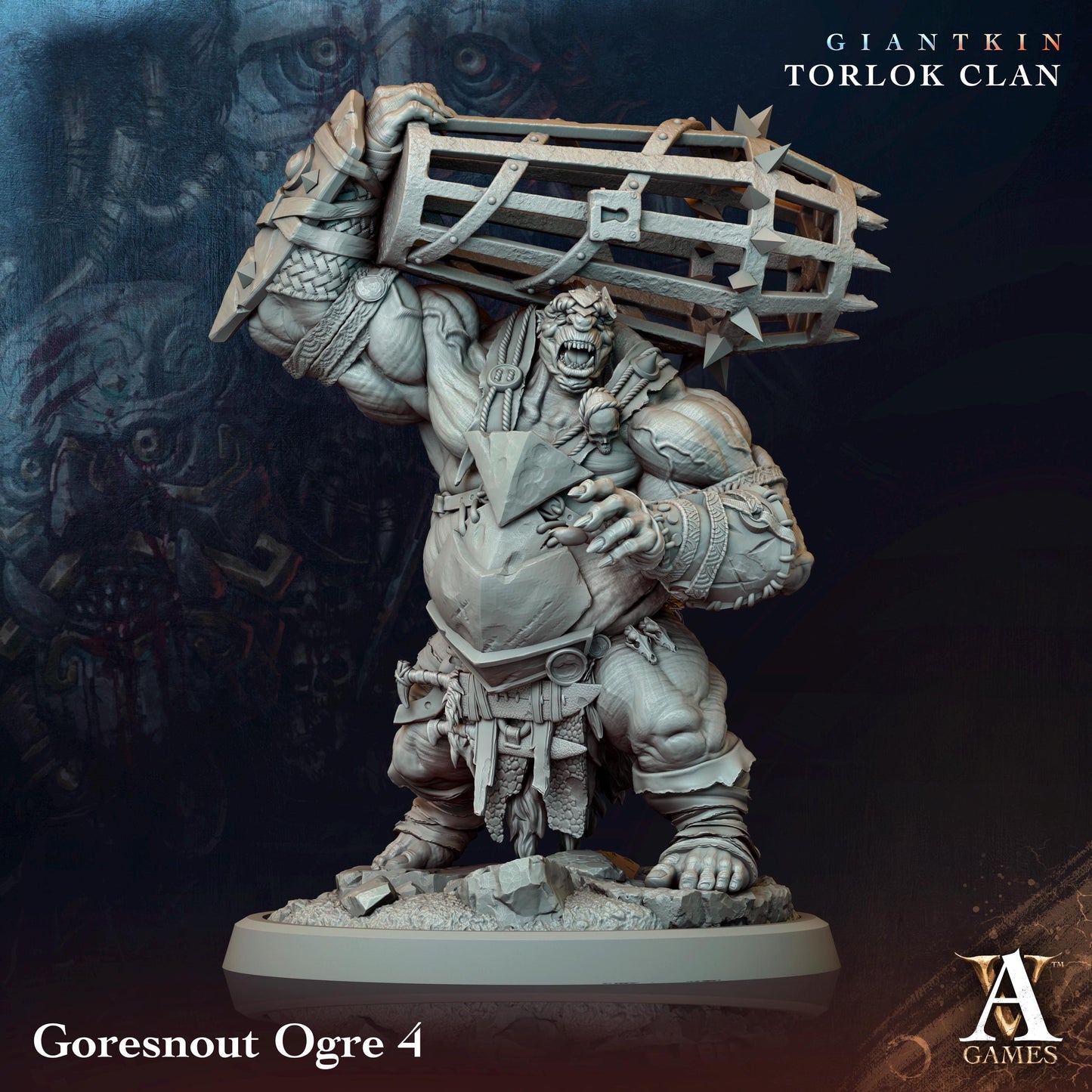a statue of a man carrying a crate on his head