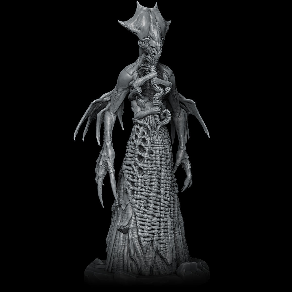 a black and white photo of a creepy figure