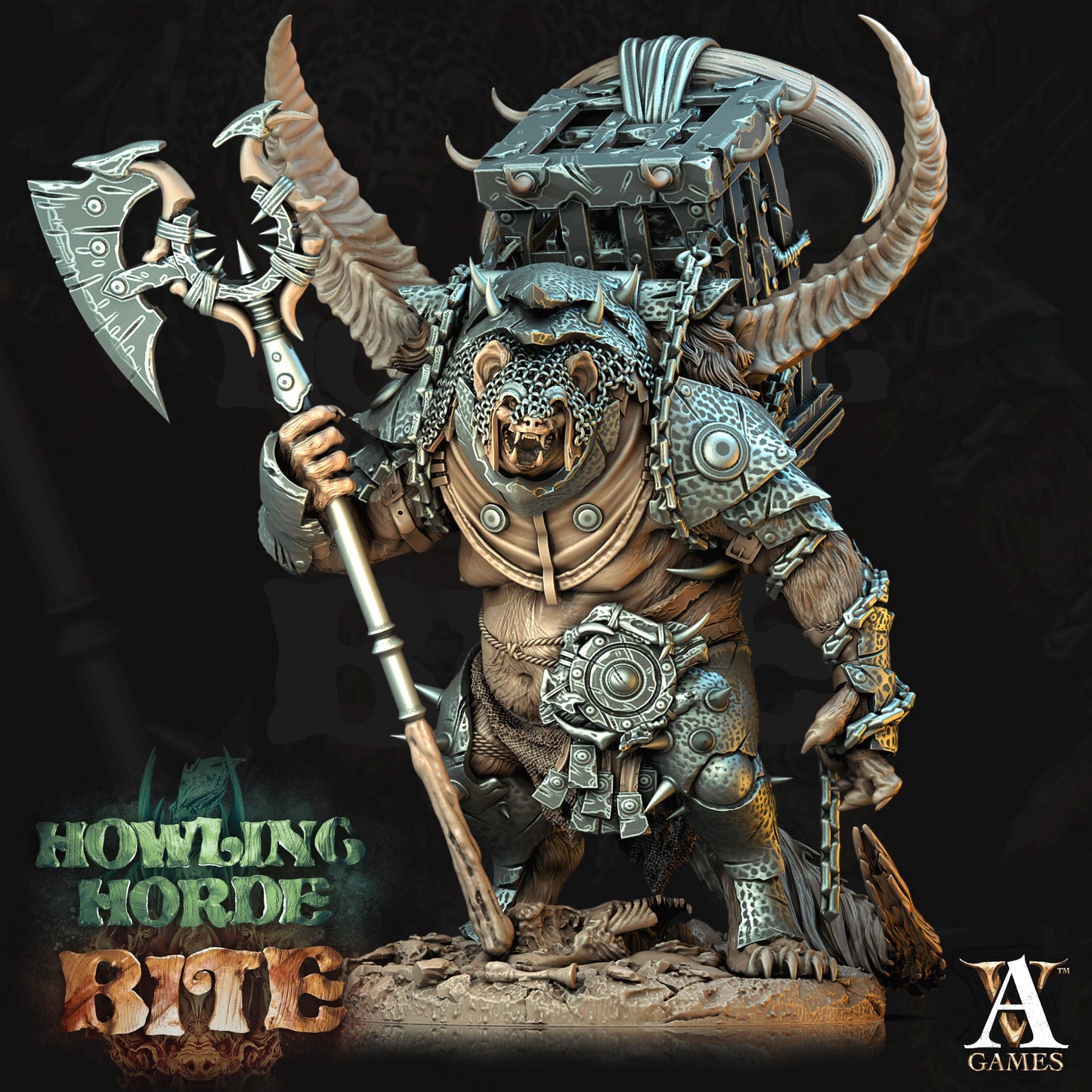 a statue of a demon holding a giant axe