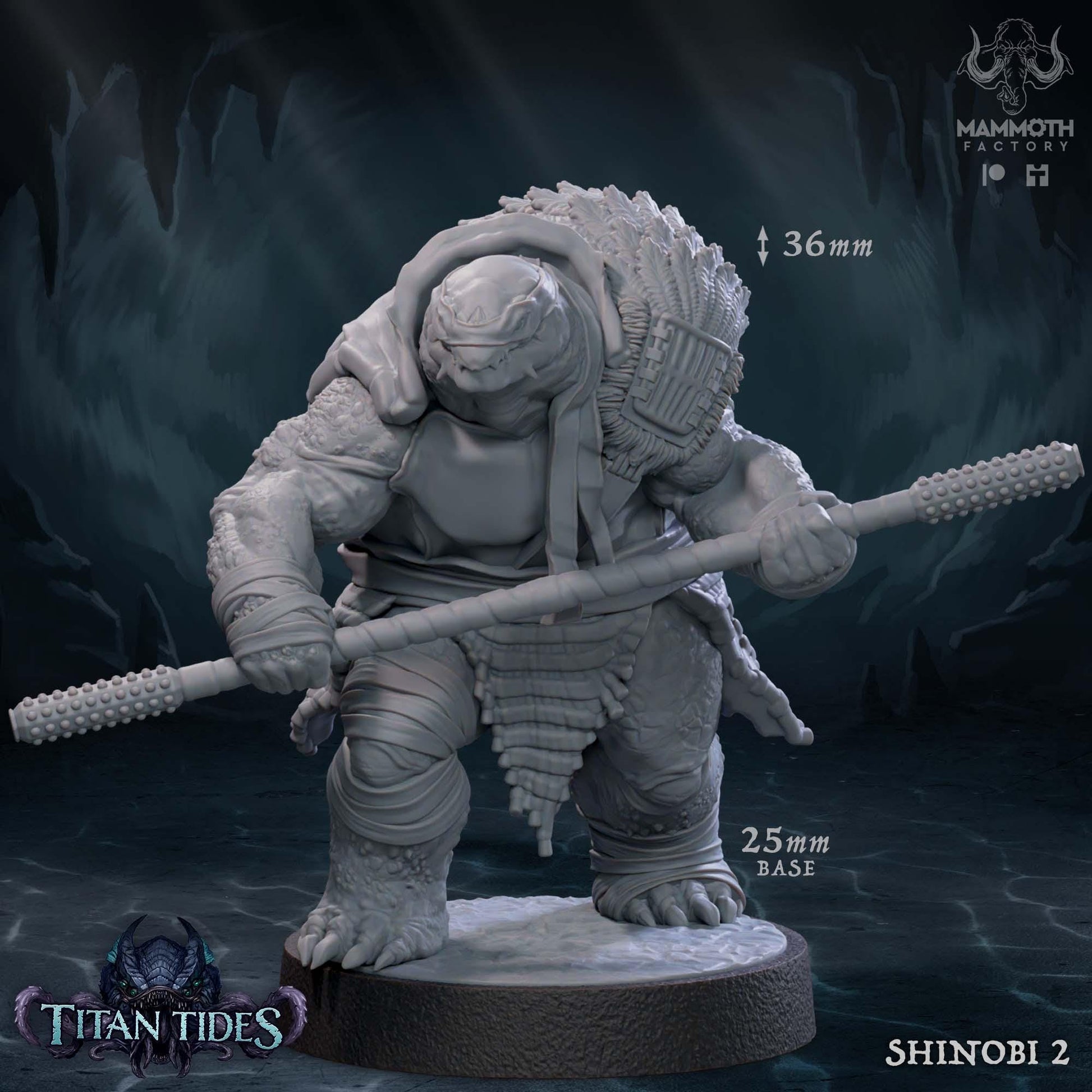 a statue of a giant creature holding a spear