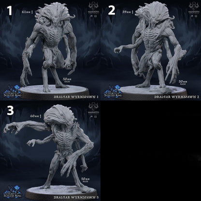 a set of three pictures of a creature model