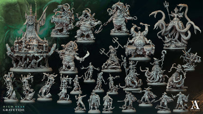 a group of miniature figurines of various types and sizes