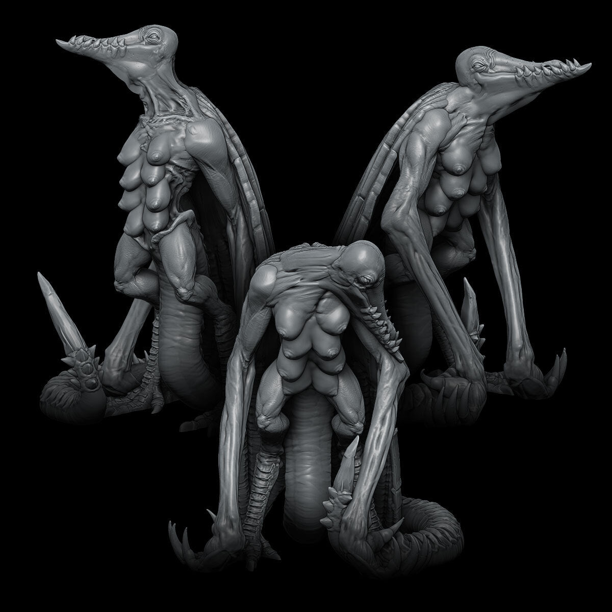 a couple of alien statues sitting next to each other