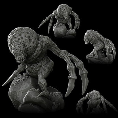 a black and white photo of a creature model