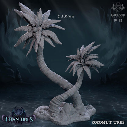 a statue of a palm tree on a rock