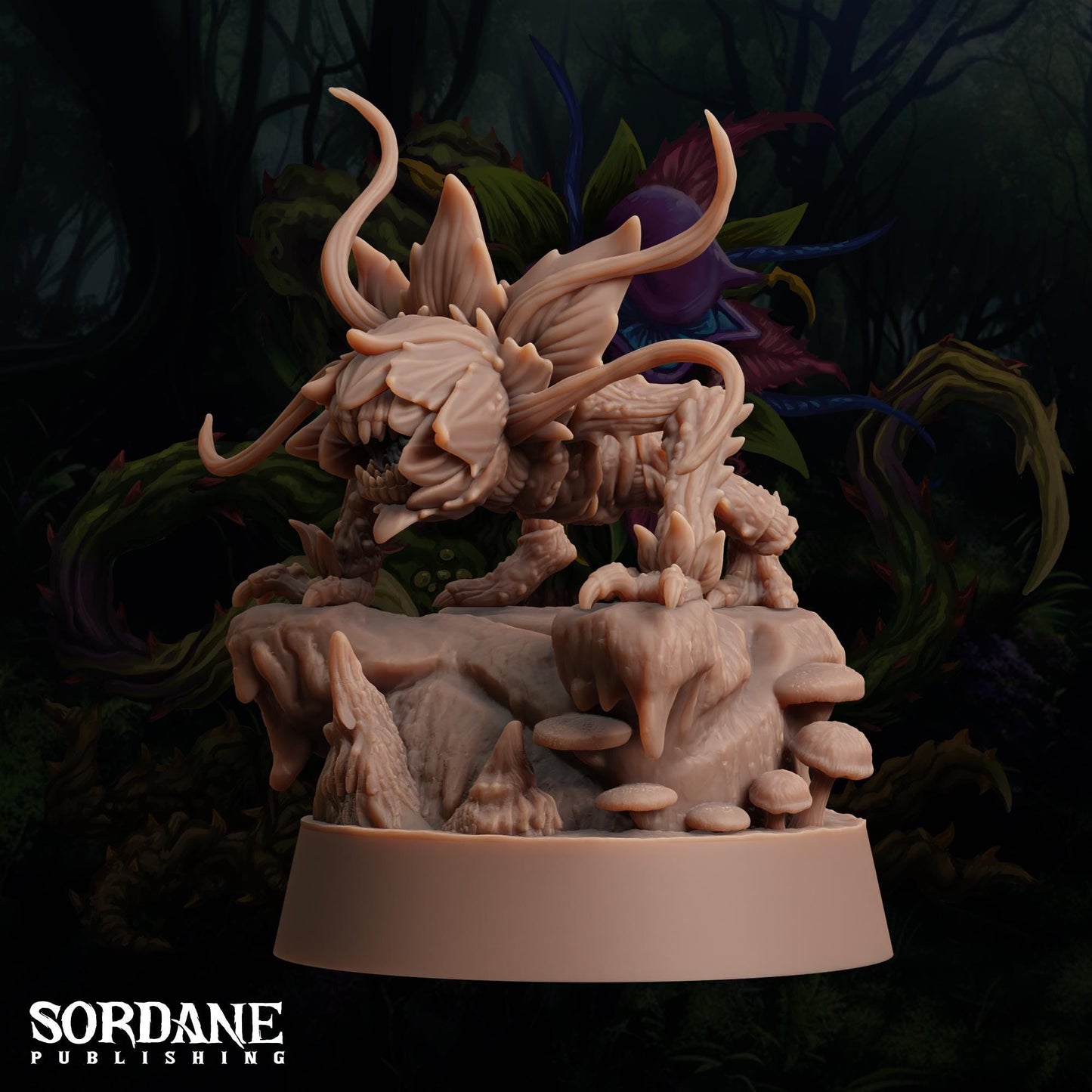 a statue of a dragon on a pile of rocks