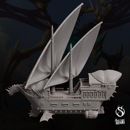 a model of a pirate ship on a black background