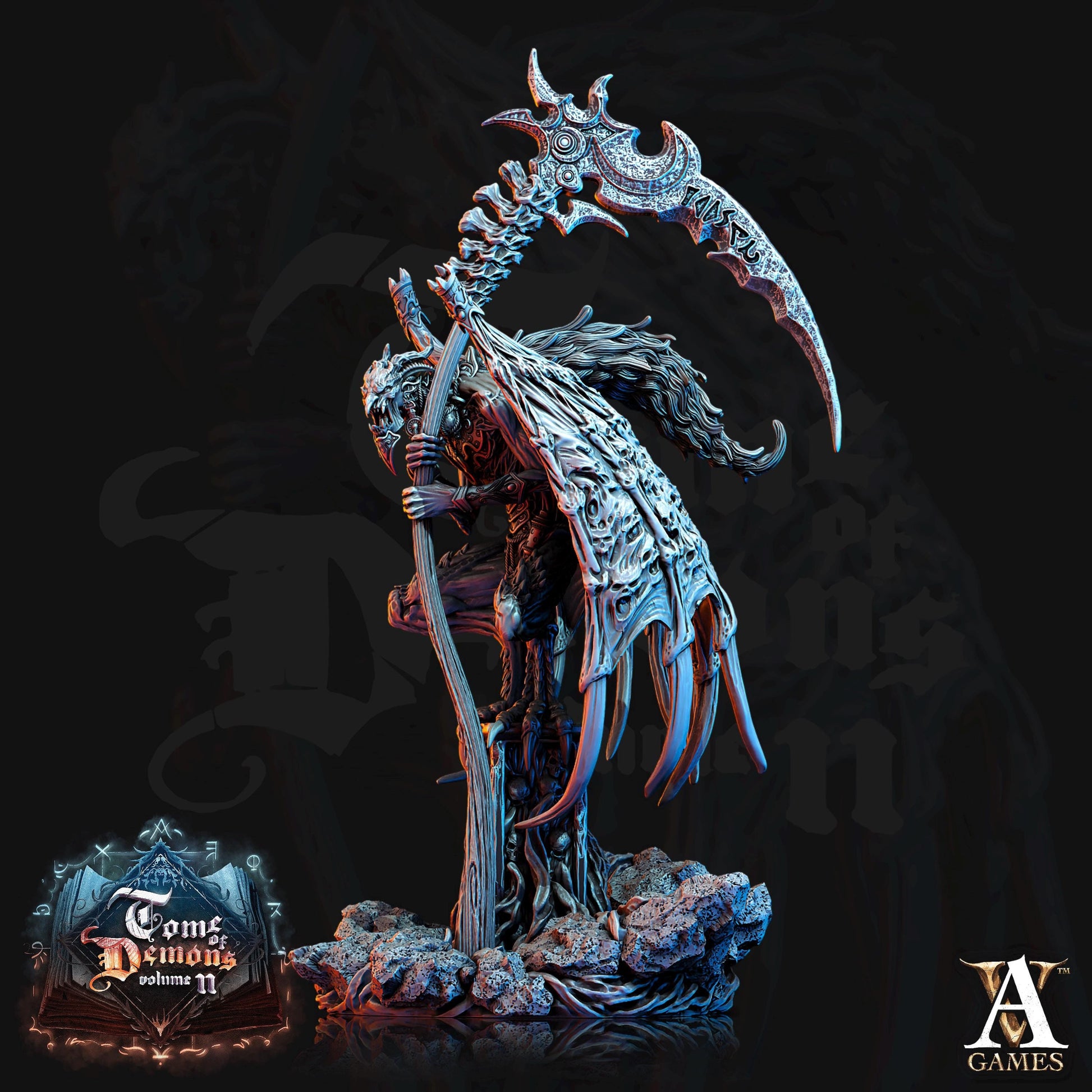 a statue of a demon holding a sword