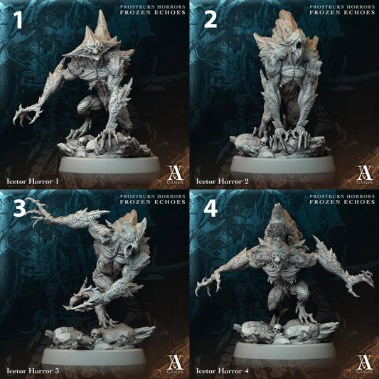 a series of four photos of a statue of a creature