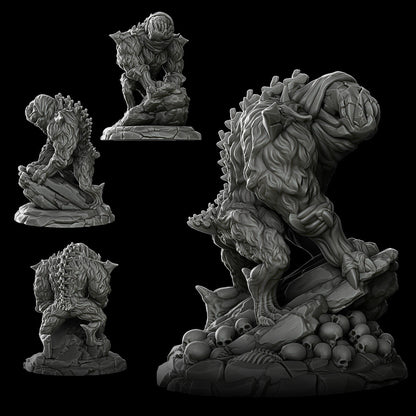 a set of four statues of animals and plants