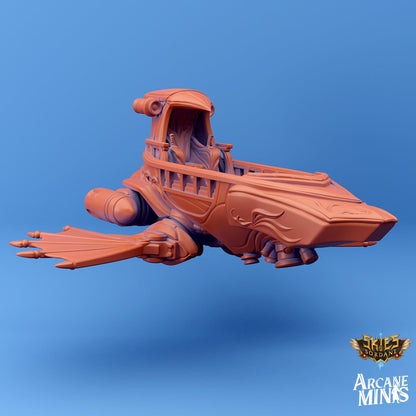 Feros Racing Skiff – 3D Printed Resin Airship, Playable Deck, Tabletop RPG Terrain, Dungeons & Dragons Setpiece, Fast-Flying Miniature