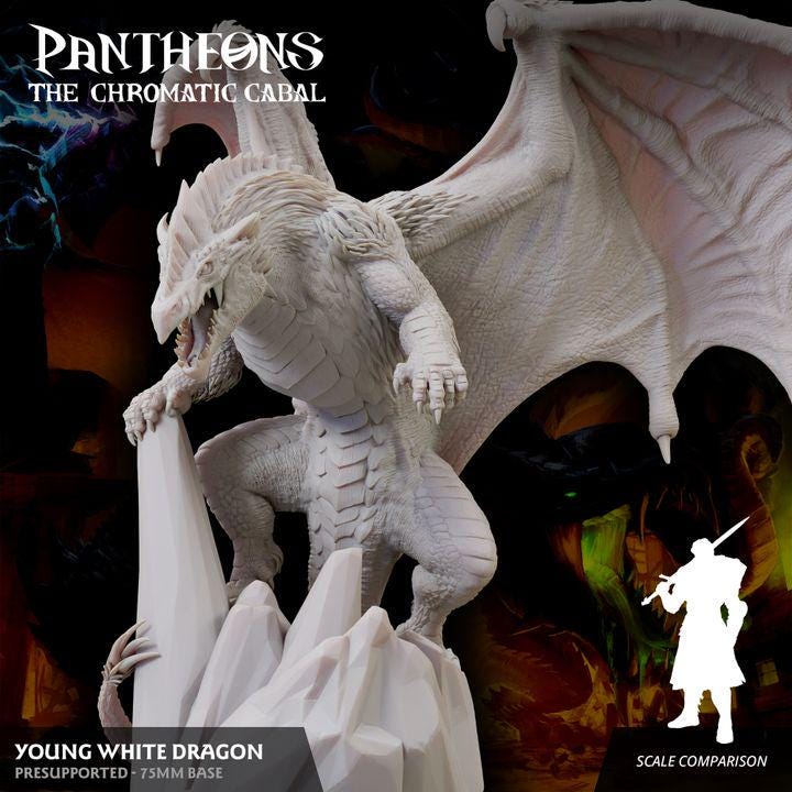 a statue of a white dragon on a rock