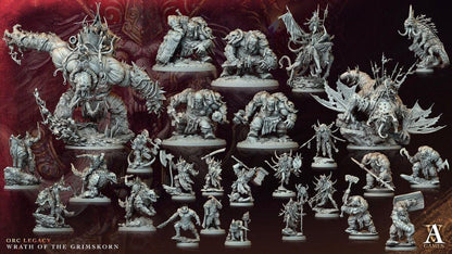 a bunch of warhammers are displayed on a table