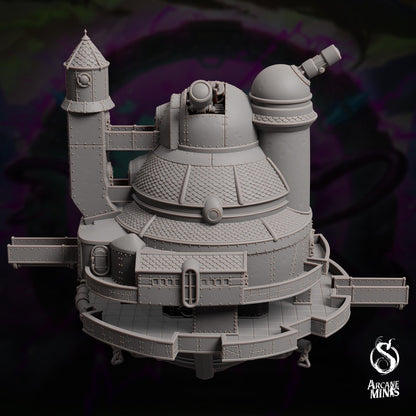 a gray model of a building with a tower