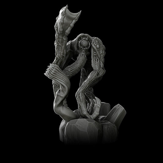 a black and white photo of a statue