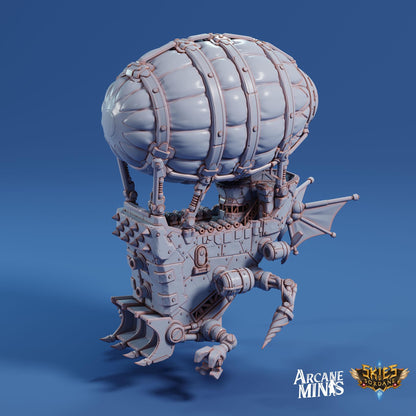 a white model of a steampunk on a blue background