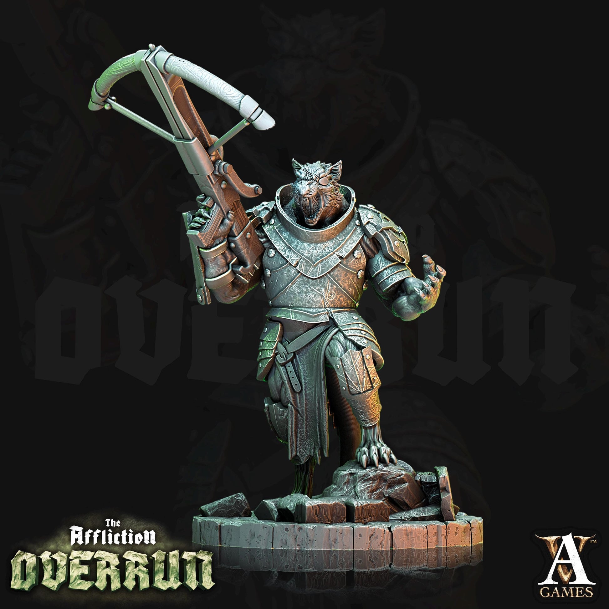 a statue of a creature holding a rifle