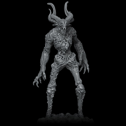 a black and white photo of a demon
