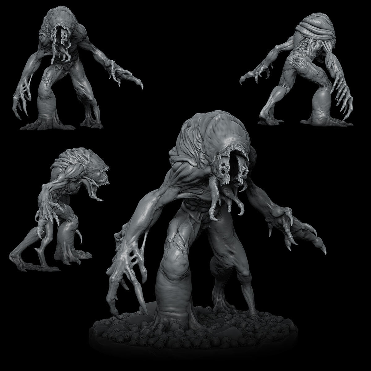 a group of alien figurines on a black background