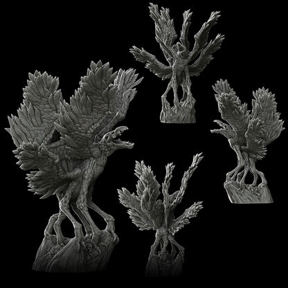 a set of four black and white figurines of plants