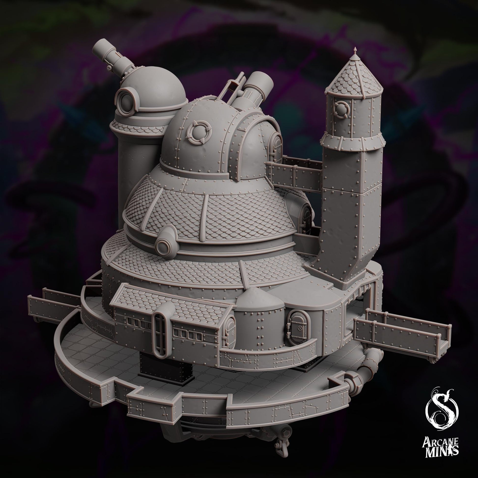 a large model of a building with a turret