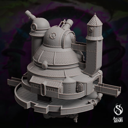 a large model of a building with a turret