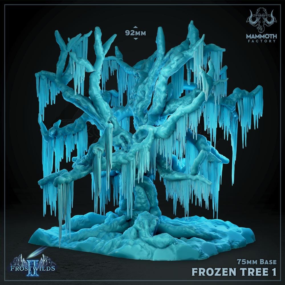 a frozen tree with icicles on it