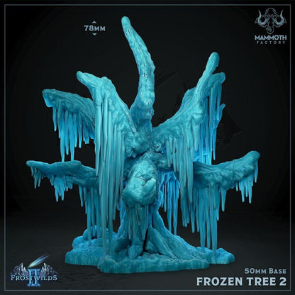a frozen tree with icicles on it
